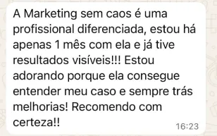 depoimento de cliente sobre resultados em um mês